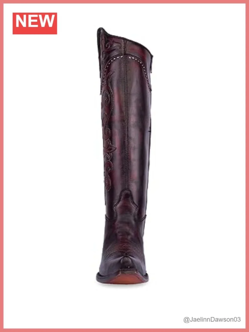 Embroidered Snip Toe Over-the-Knee Leather Boots